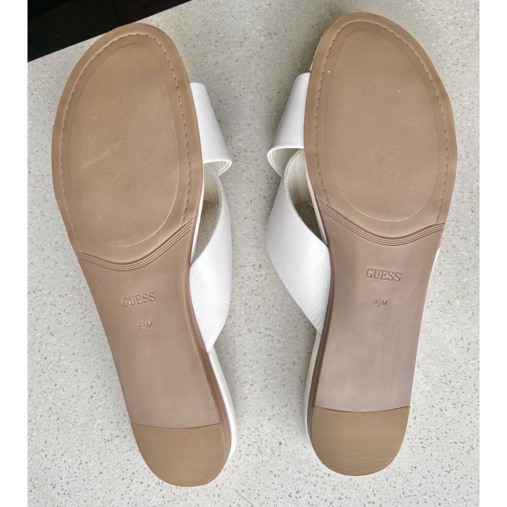 Guess Womens White Leather Crisscross Slide Sandals Size 9.5 M Open Toe Shoes - Picture 9 of 12